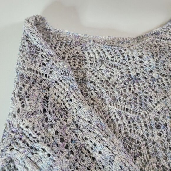 Maurices Sweater Crochet Knit Long Sleeve Gray Blue Womens Small Lightweight - Picture 7 of 11